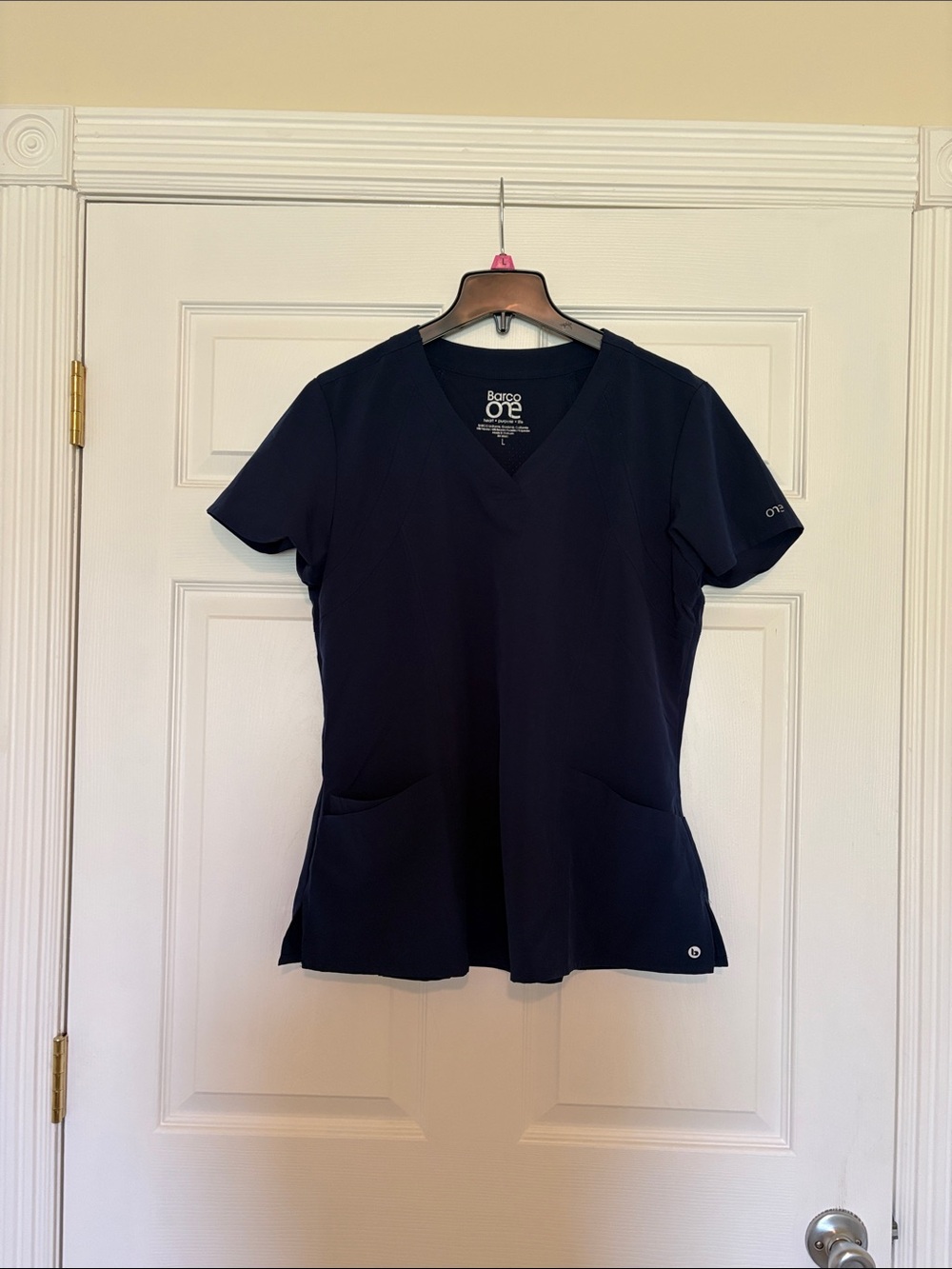 Barco One Women's V-Neck Scrub Top in Navy